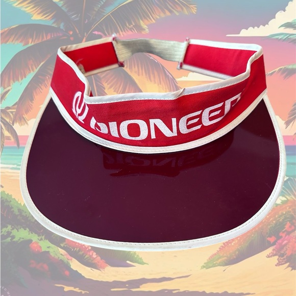 Pioneer Clear Red Plastic Visor Cap - Made In Japan - Picture 5 of 8